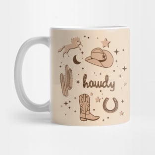 Cowboy Hat and Boot Pattern Sepia Brown Cowgirl Aesthetic Mug